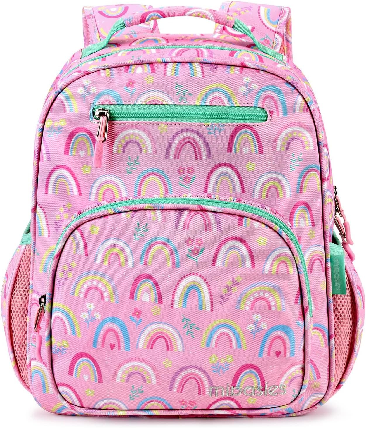 Mibasies rainbow pink girls backpack lightweight elementary school bookbag ages 5-8