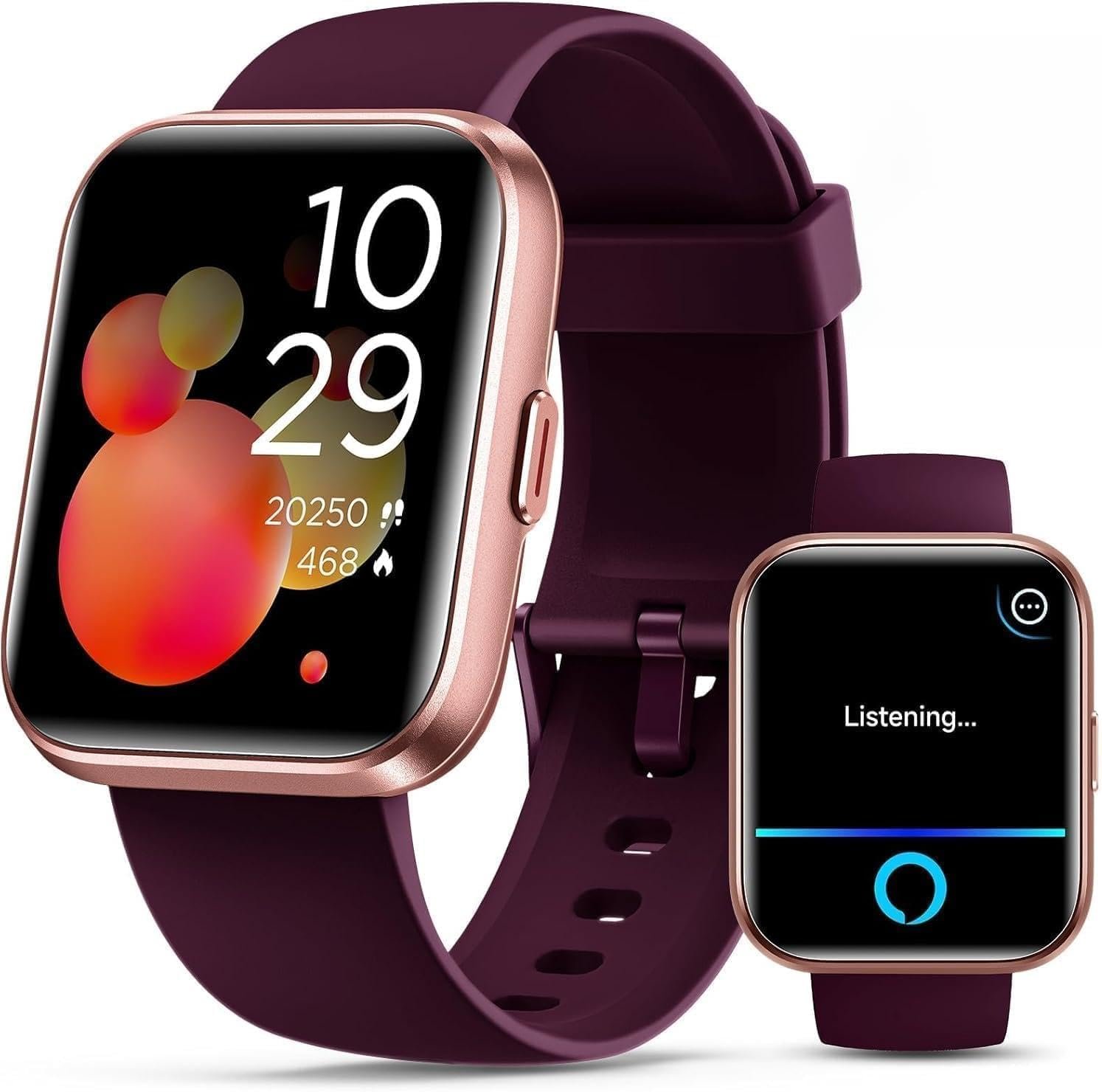 Quican rose purple women's 1.8 inch Alexa smartwatch fitness tracker
