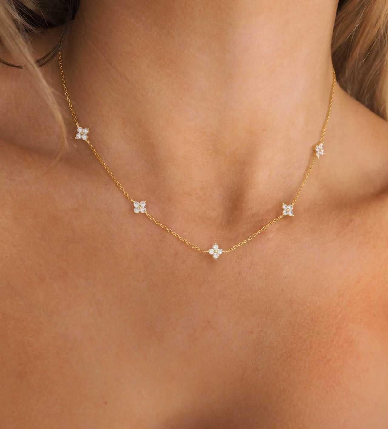 CUEZIY Gold CZ Station Necklace Review (14K Plated Choker)