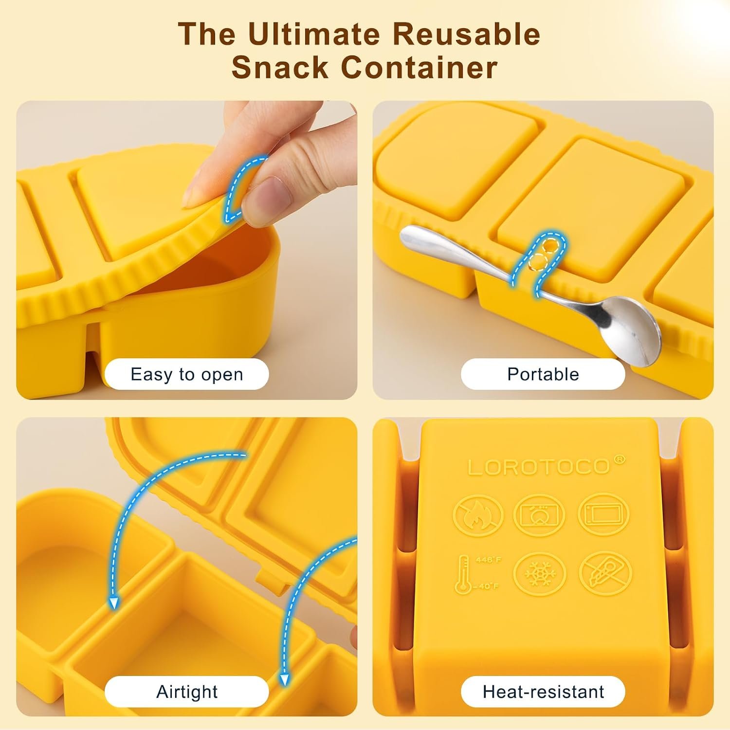 LOROTOCO Silicone Snack Containers Review: 3-Compartment Snackle Box for Kids & Work