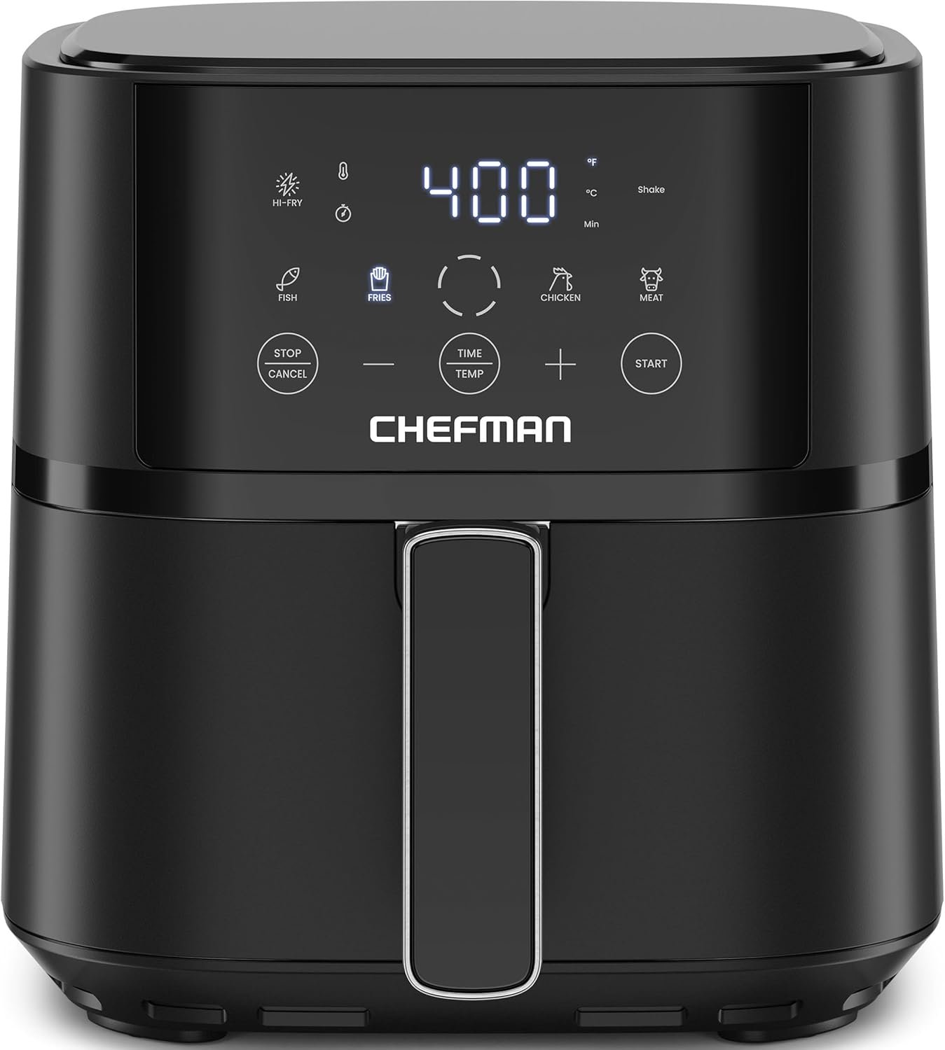 Chefman TurboFry Touch 4 quart compact digital air fryer black with Hi-Fry touchscreen